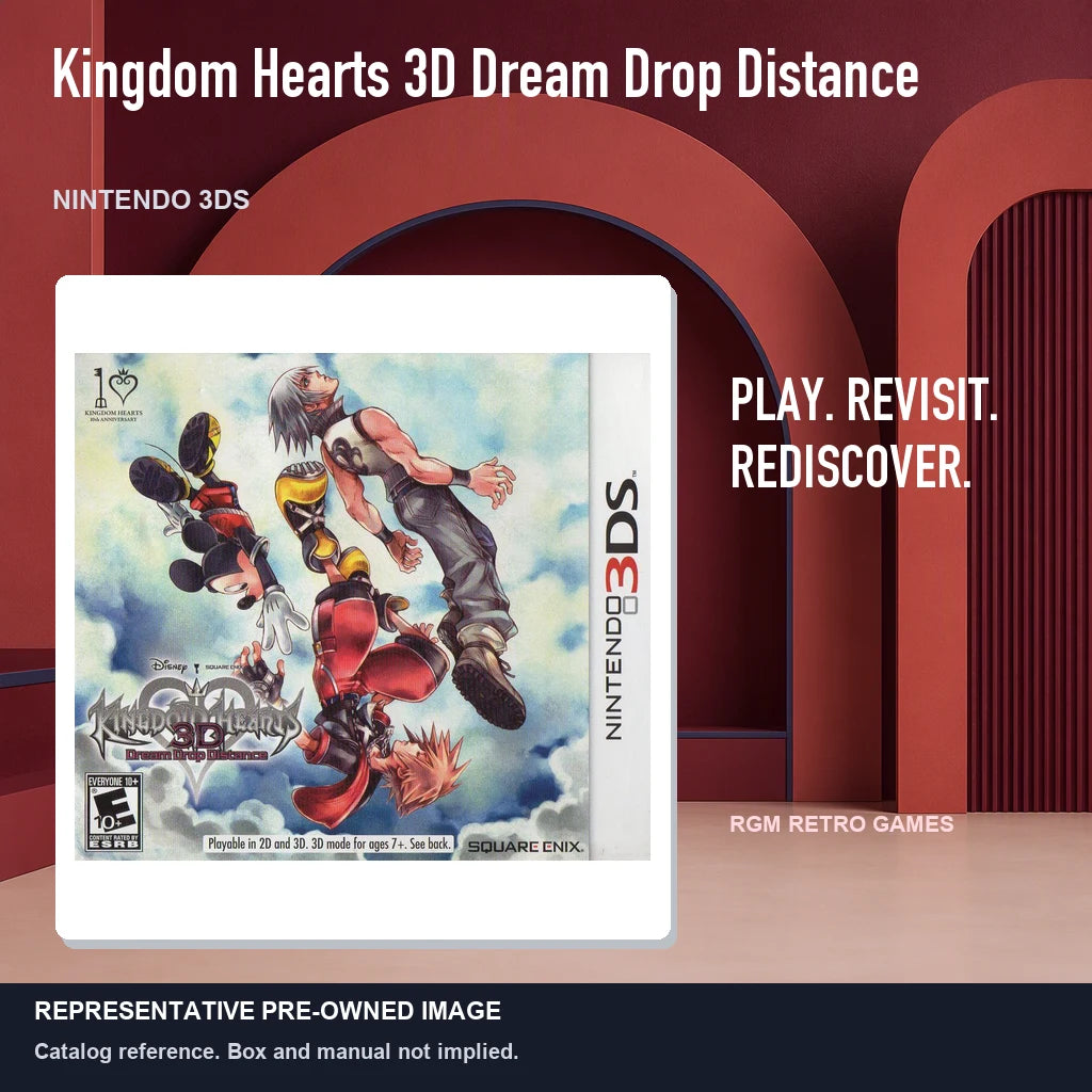 Representative pre-owned Kingdom Hearts 3D Dream Drop Distance (Nintendo 3DS), red retro product layout.
