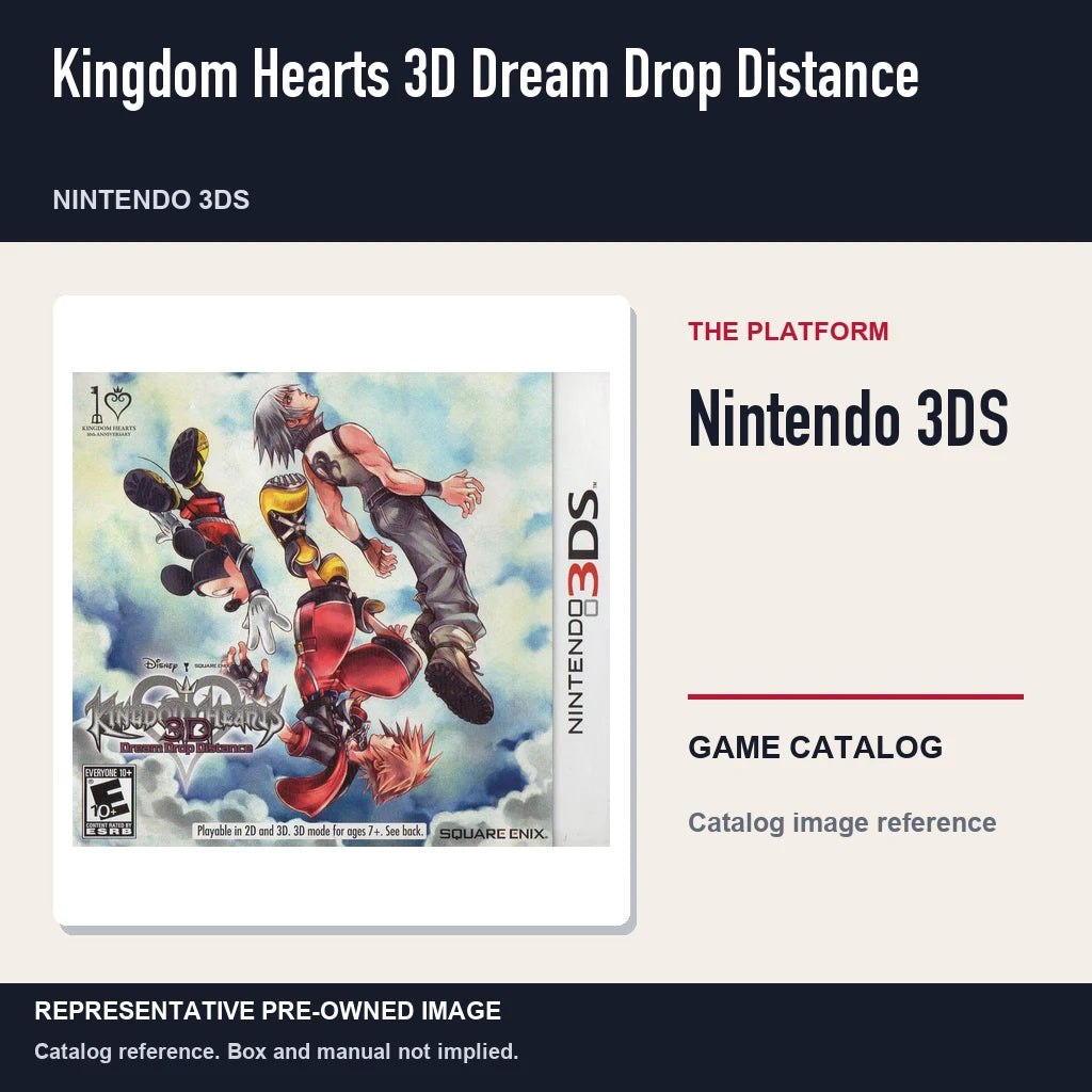 Representative pre-owned Kingdom Hearts 3D Dream Drop Distance (Nintendo 3DS), platform product layout.