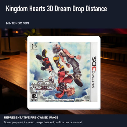 Representative pre-owned Kingdom Hearts 3D Dream Drop Distance (Nintendo 3DS), product image in a styled desk scene.