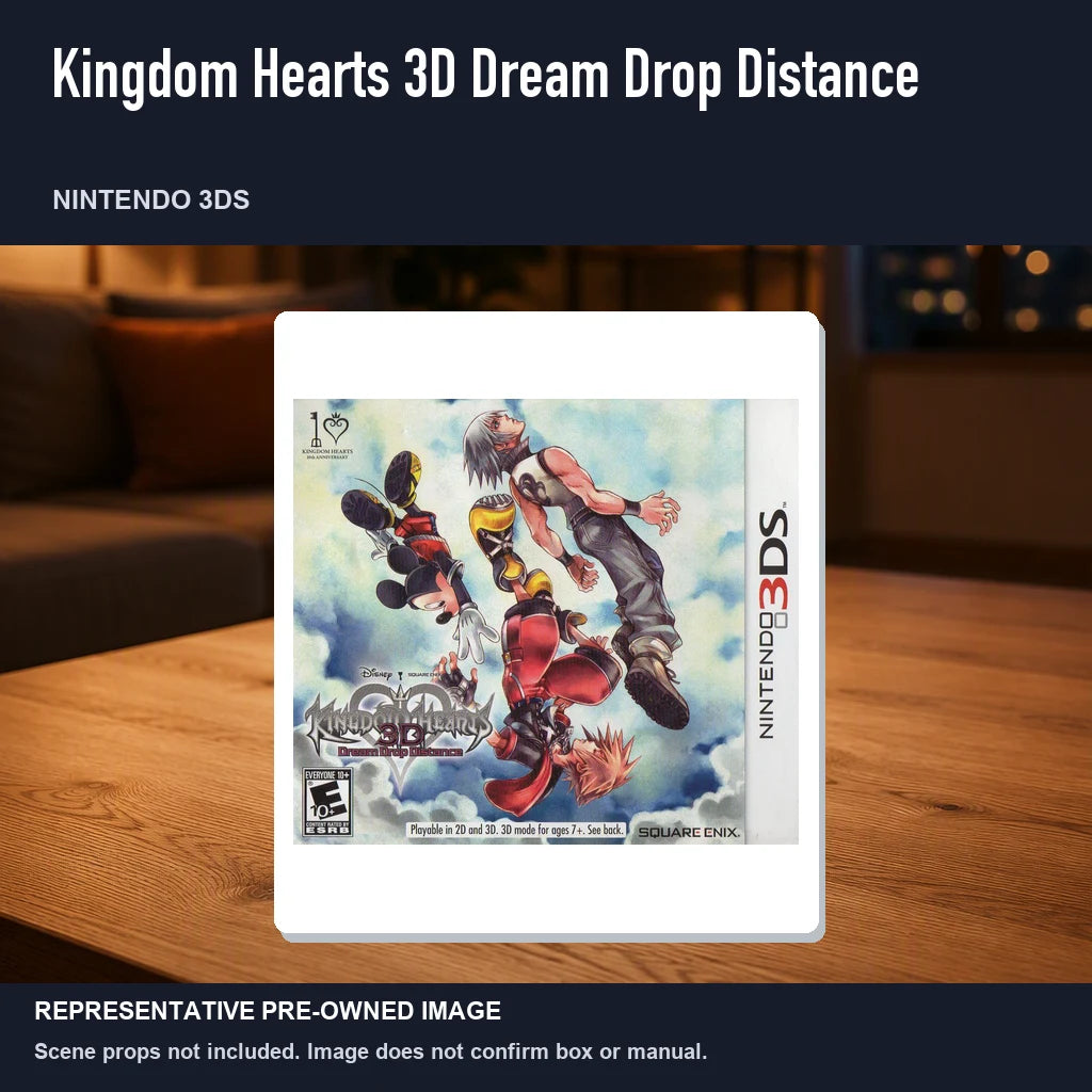 Representative pre-owned Kingdom Hearts 3D Dream Drop Distance (Nintendo 3DS), product image in a styled room scene.