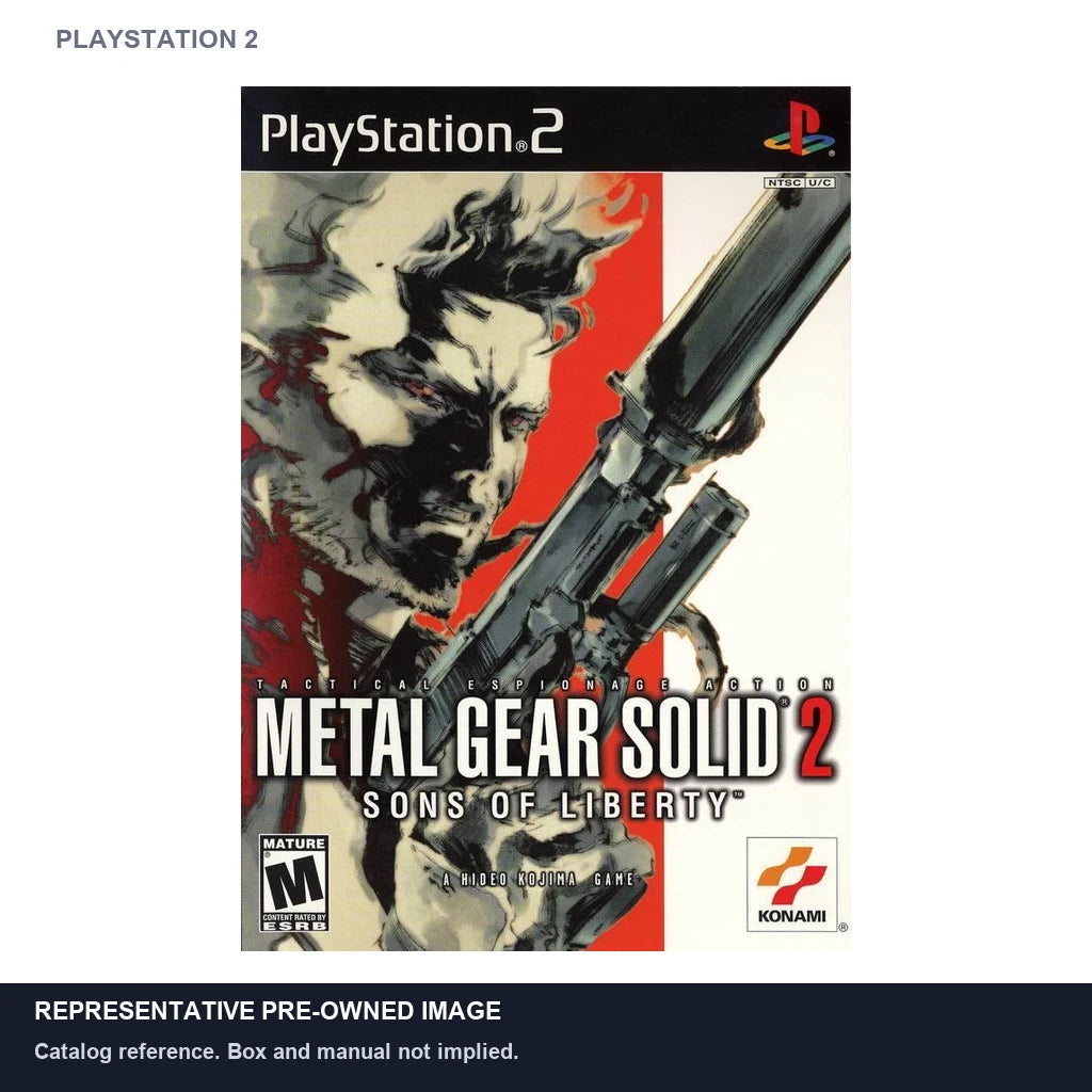 Representative pre-owned Metal Gear Solid 2 (PlayStation 2), white product reference.