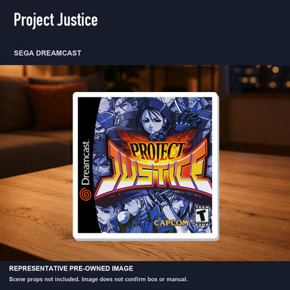 Representative pre-owned Project Justice (Sega Dreamcast), product image in a styled room scene.
