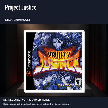 Representative pre-owned Project Justice (Sega Dreamcast), product image on a display panel.