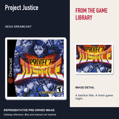 Representative pre-owned Project Justice (Sega Dreamcast), editorial image and detail.