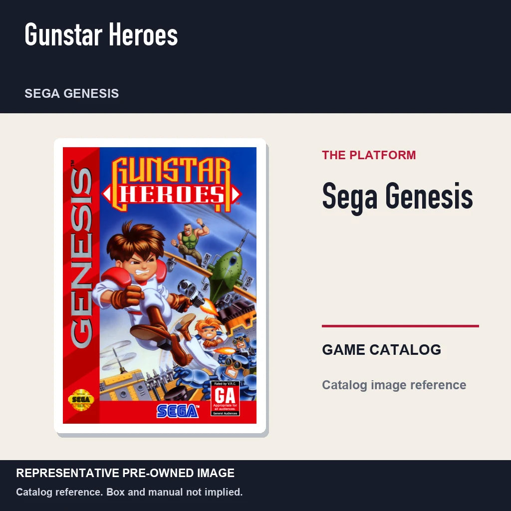 Representative pre-owned Gunstar Heroes (Sega Genesis), platform product layout.