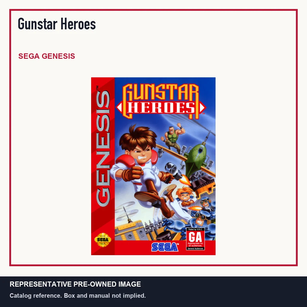 Representative pre-owned Gunstar Heroes (Sega Genesis), minimal product layout.
