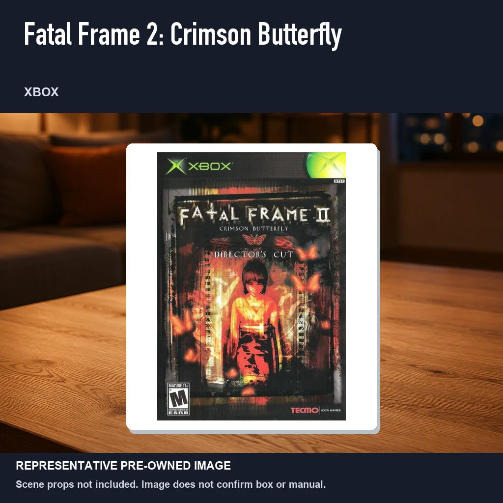 Representative pre-owned Fatal Frame 2: Crimson Butterfly (Xbox), product image in a styled room scene.