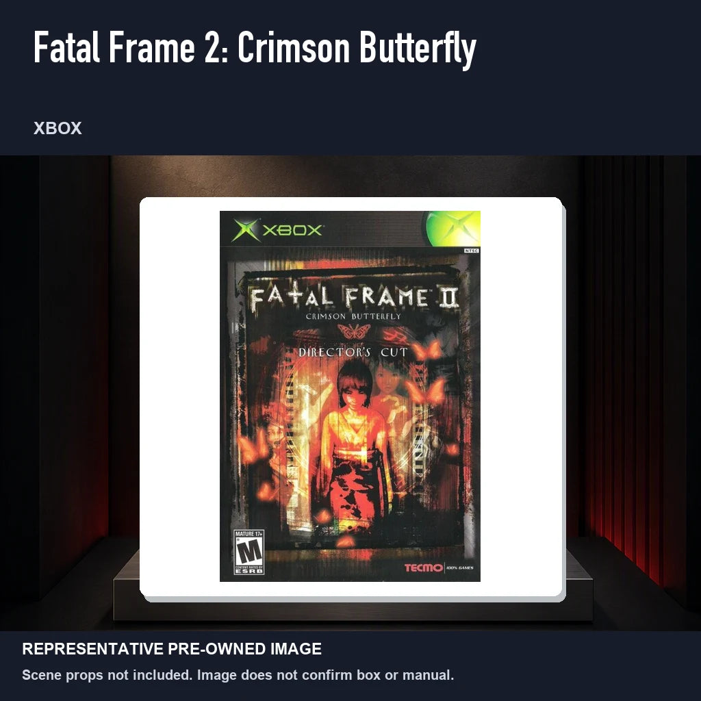 Representative pre-owned Fatal Frame 2: Crimson Butterfly (Xbox), product image on a display panel.