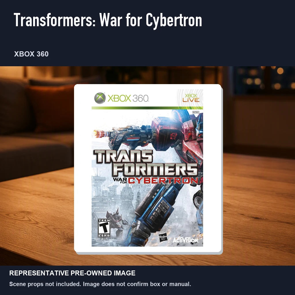 Representative pre-owned Transformers: War for Cybertron (Xbox 360), product image in a styled room scene.