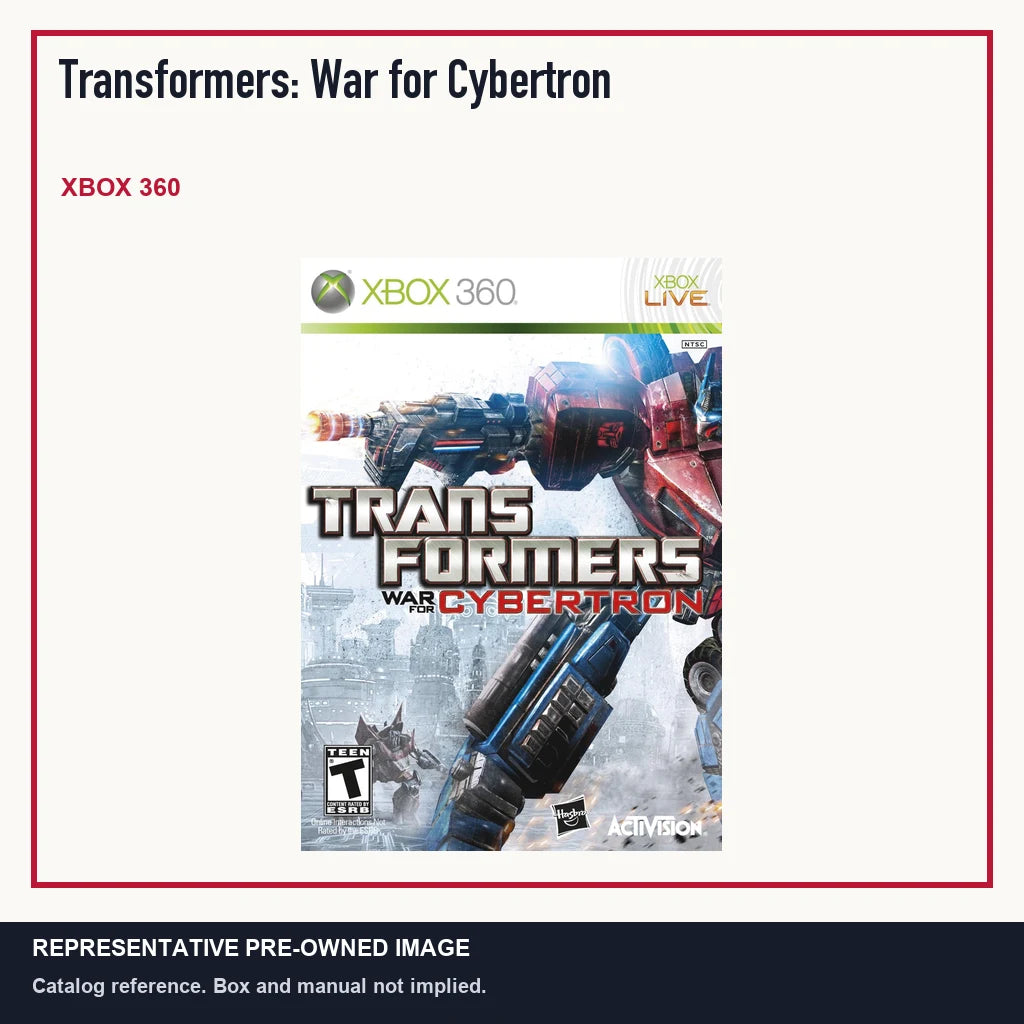 Representative pre-owned Transformers: War for Cybertron (Xbox 360), minimal product layout.