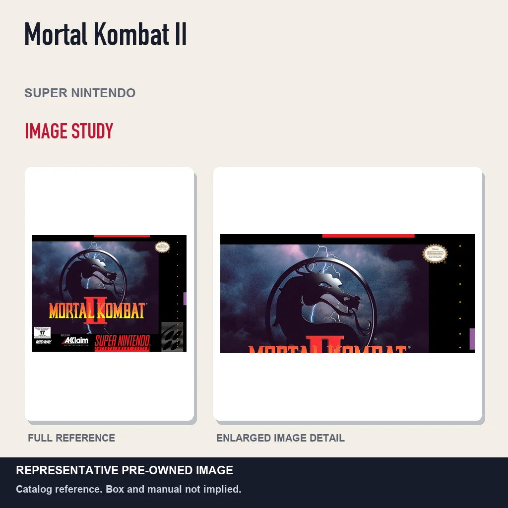 Representative pre-owned Mortal Kombat II (Super Nintendo), full image and detail.