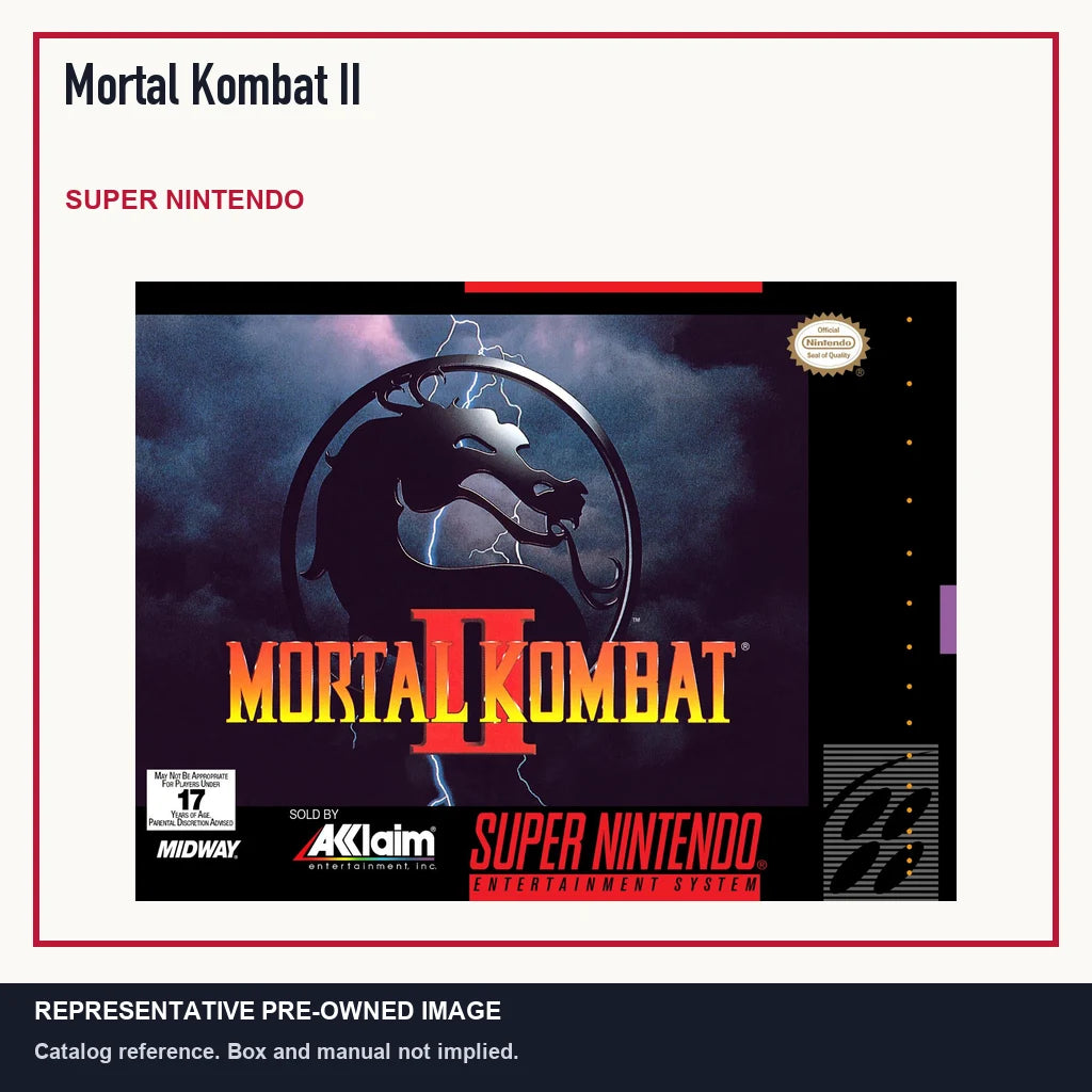 Representative pre-owned Mortal Kombat II (Super Nintendo), minimal product layout.