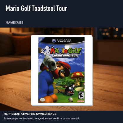 Representative pre-owned Mario Golf Toadstool Tour (GameCube), product image in a styled room scene.