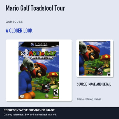 Representative pre-owned Mario Golf Toadstool Tour (GameCube), full image with detail inset.