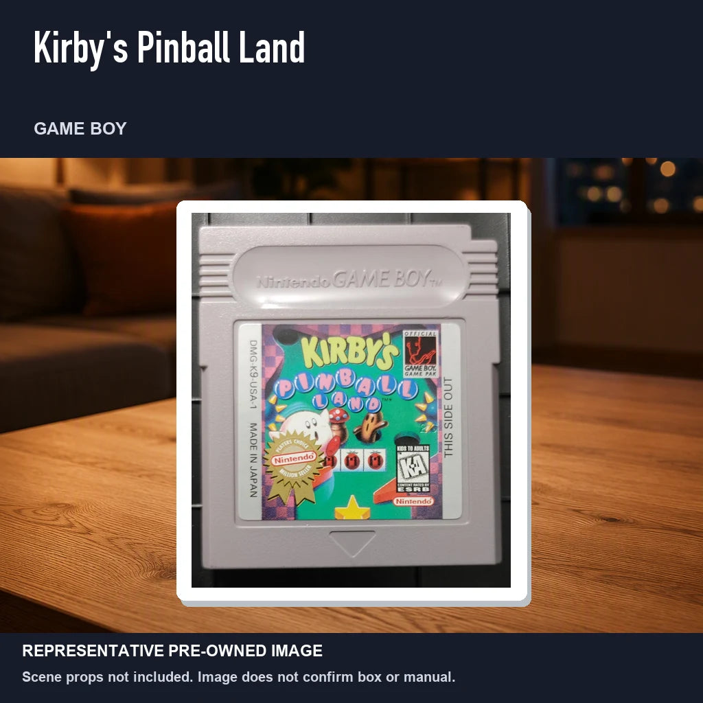 Representative pre-owned Kirby's Pinball Land (Game Boy), product image in a styled room scene.
