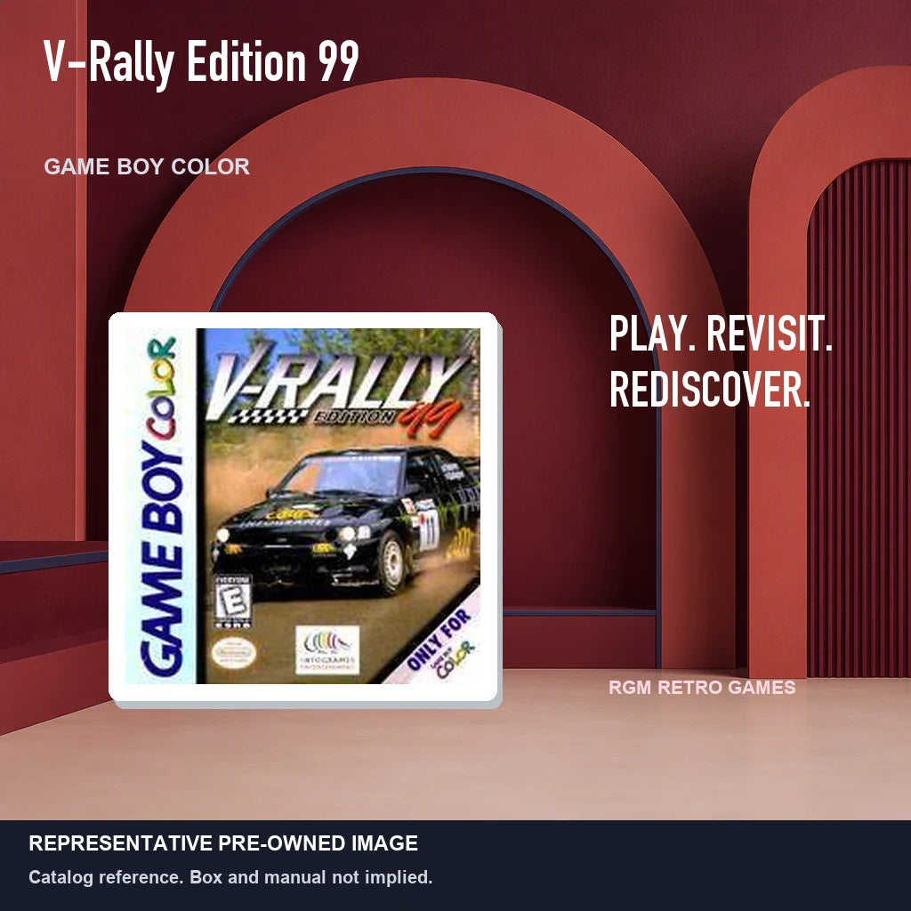 Representative pre-owned V-Rally Edition 99 (Game Boy Color), red retro product layout.