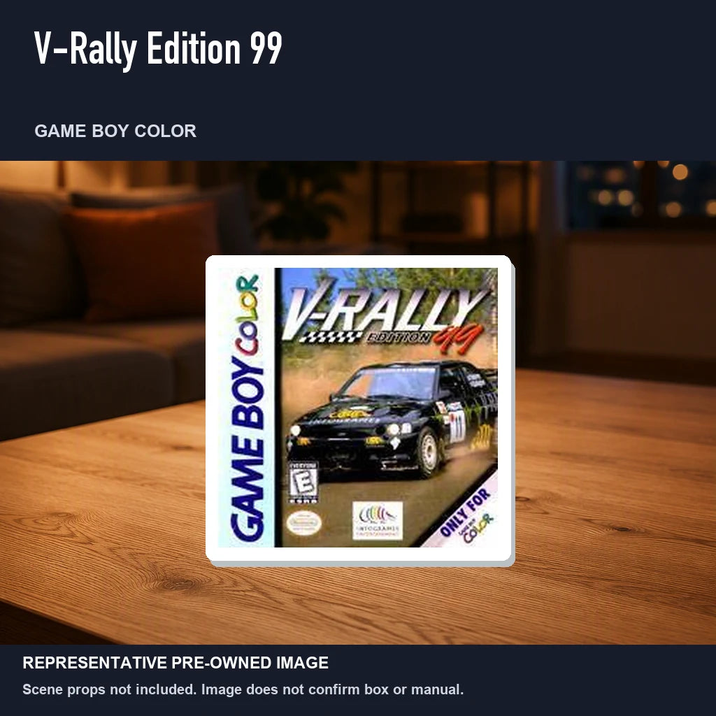 Representative pre-owned V-Rally Edition 99 (Game Boy Color), product image in a styled room scene.