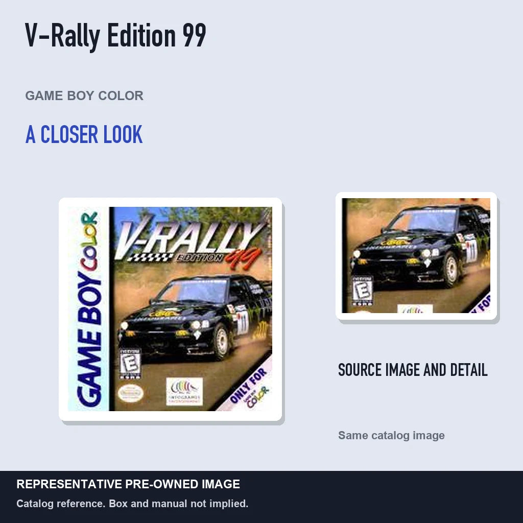 Representative pre-owned V-Rally Edition 99 (Game Boy Color), full image with detail inset.