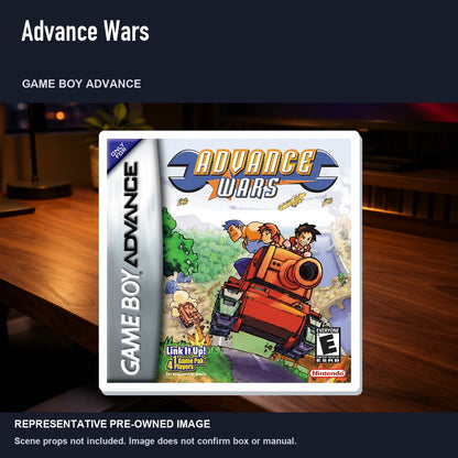 Representative pre-owned Advance Wars (Game Boy Advance), product image in a styled desk scene.