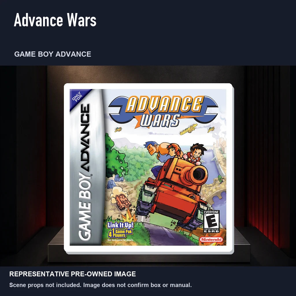 Representative pre-owned Advance Wars (Game Boy Advance), product image on a display panel.