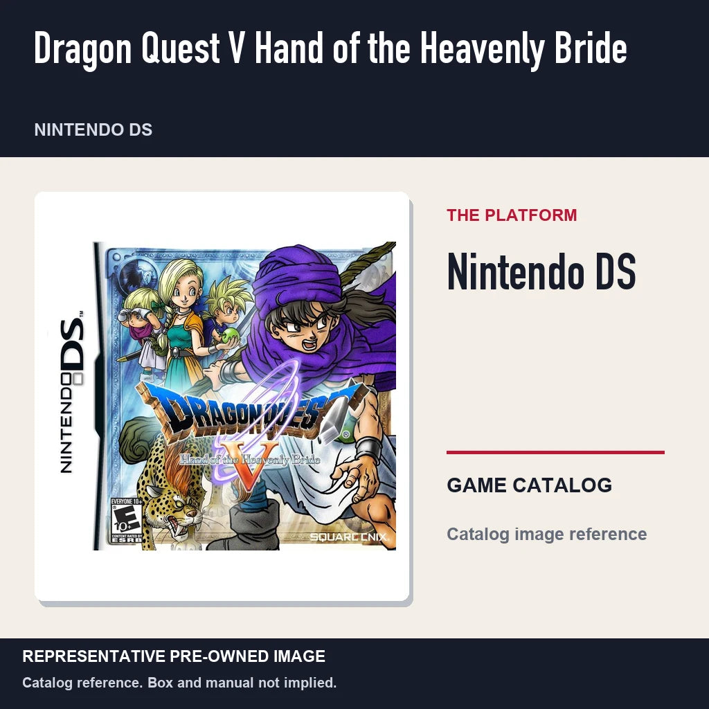 Representative pre-owned Dragon Quest V Hand of the Heavenly Bride (Nintendo DS), platform product layout.