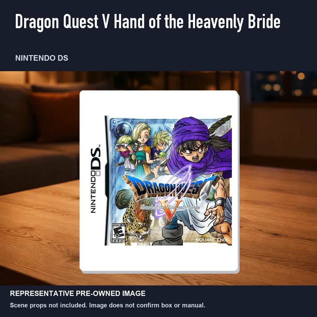 Representative pre-owned Dragon Quest V Hand of the Heavenly Bride (Nintendo DS), product image in a styled room scene.