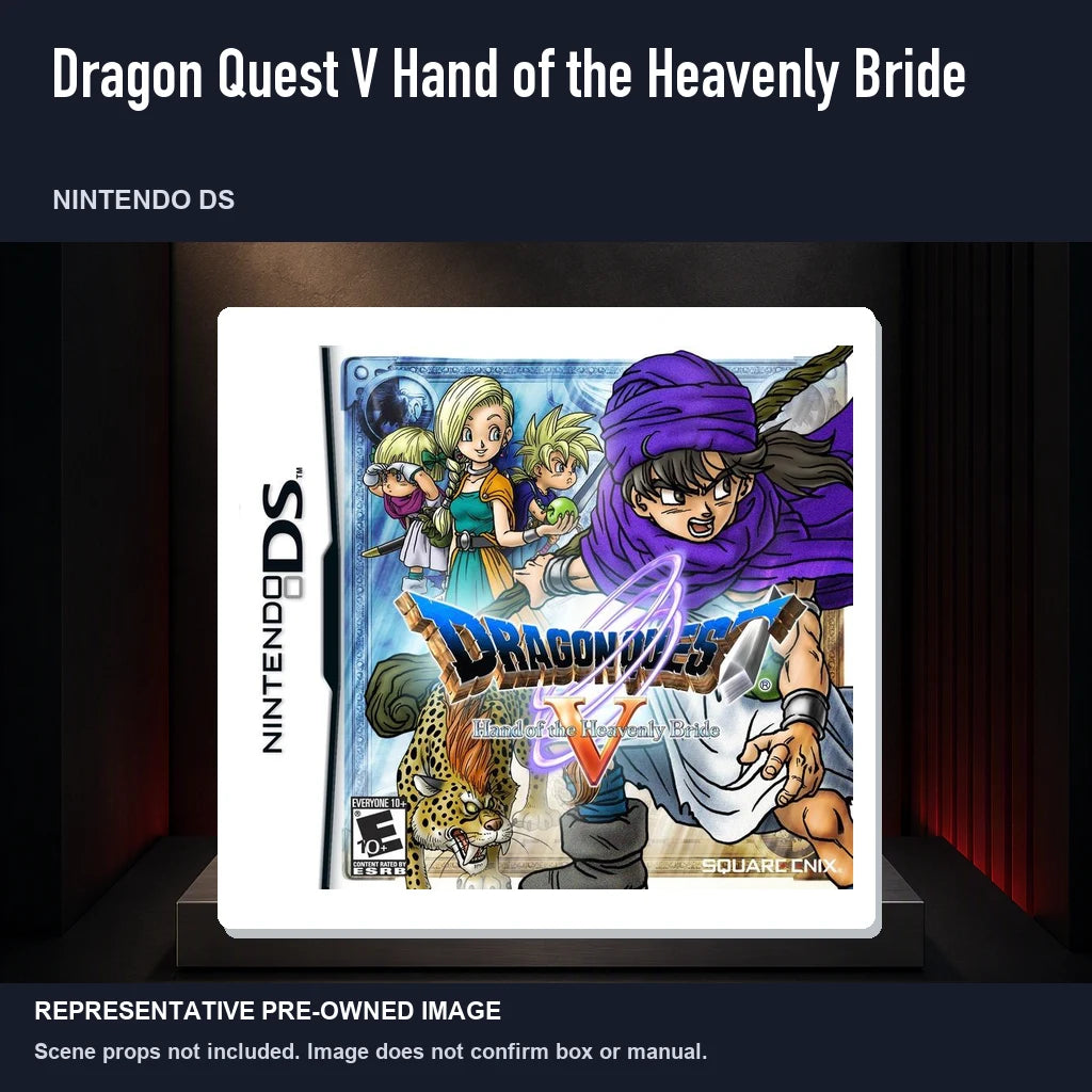 Representative pre-owned Dragon Quest V Hand of the Heavenly Bride (Nintendo DS), product image on a display panel.