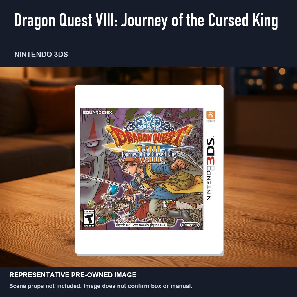 Representative pre-owned Dragon Quest VIII: Journey of the Cursed King (Nintendo 3DS), product image in a styled room scene.