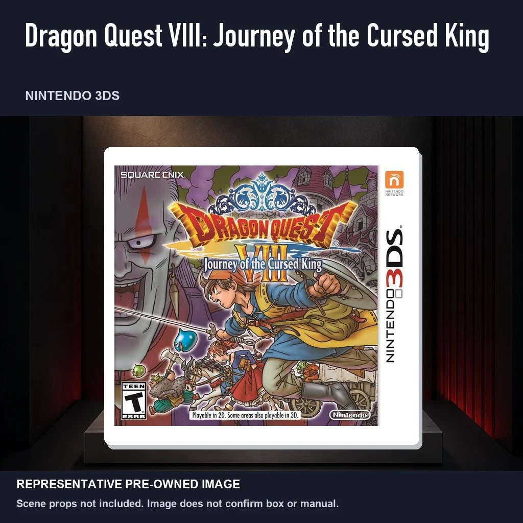 Representative pre-owned Dragon Quest VIII: Journey of the Cursed King (Nintendo 3DS), product image on a display panel.