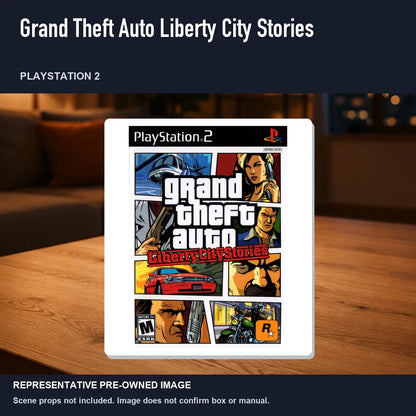 Representative pre-owned Grand Theft Auto Liberty City Stories (PlayStation 2), product image in a styled room scene.