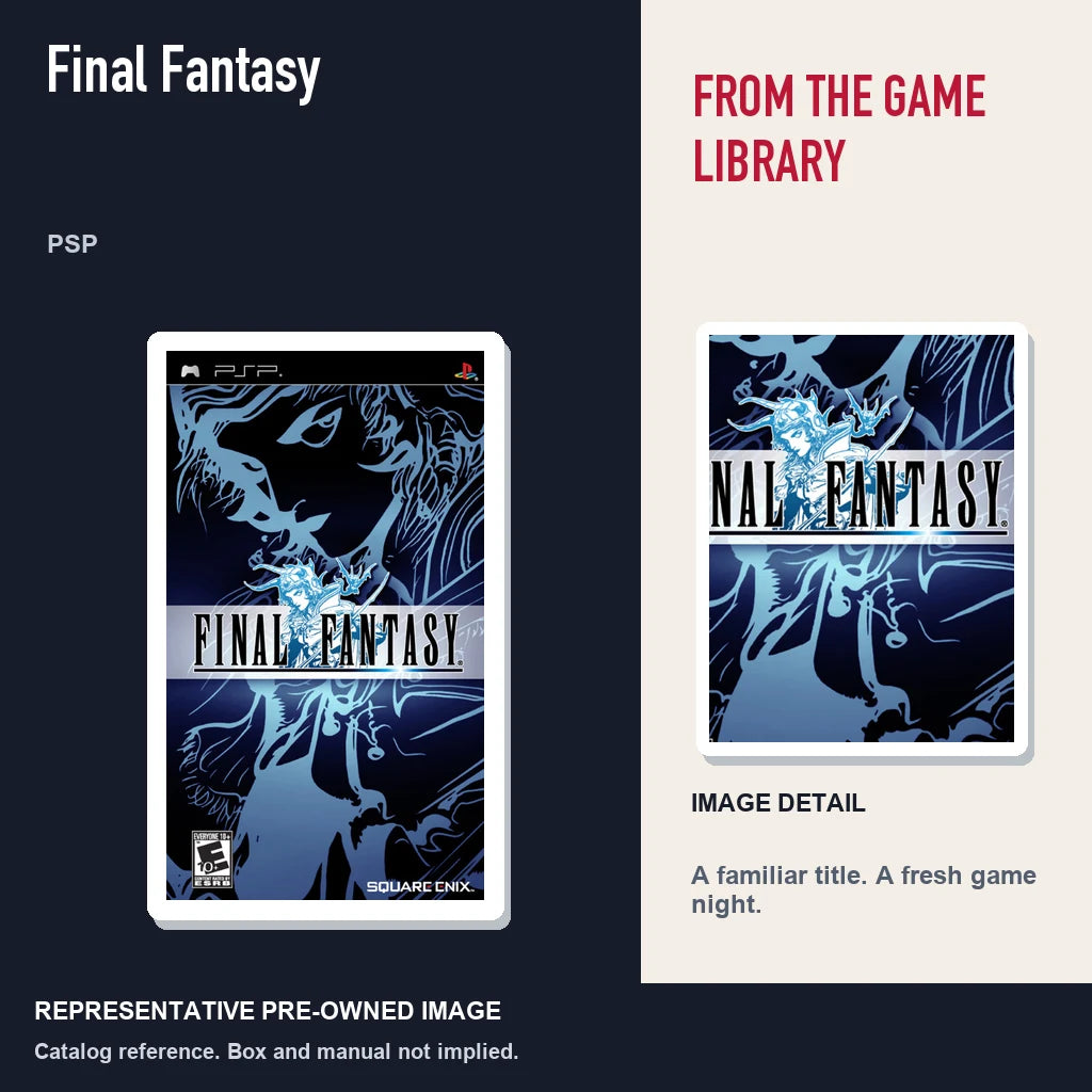 Representative pre-owned Final Fantasy (PSP), editorial image and detail.