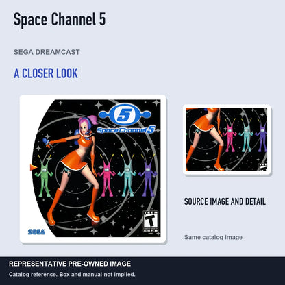 Representative pre-owned Space Channel 5 (Sega Dreamcast), full image with detail inset.