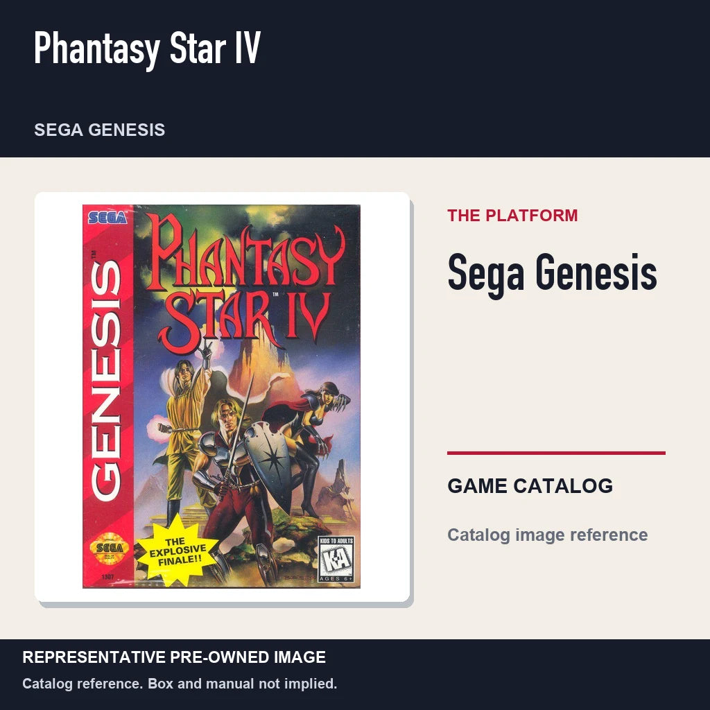Representative pre-owned Phantasy Star IV (Sega Genesis), platform product layout.