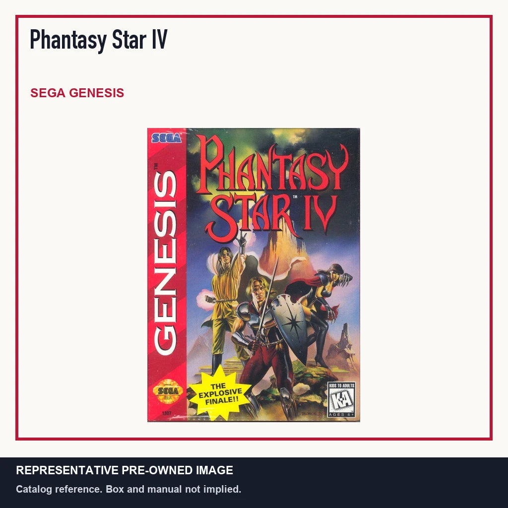 Representative pre-owned Phantasy Star IV (Sega Genesis), minimal product layout.