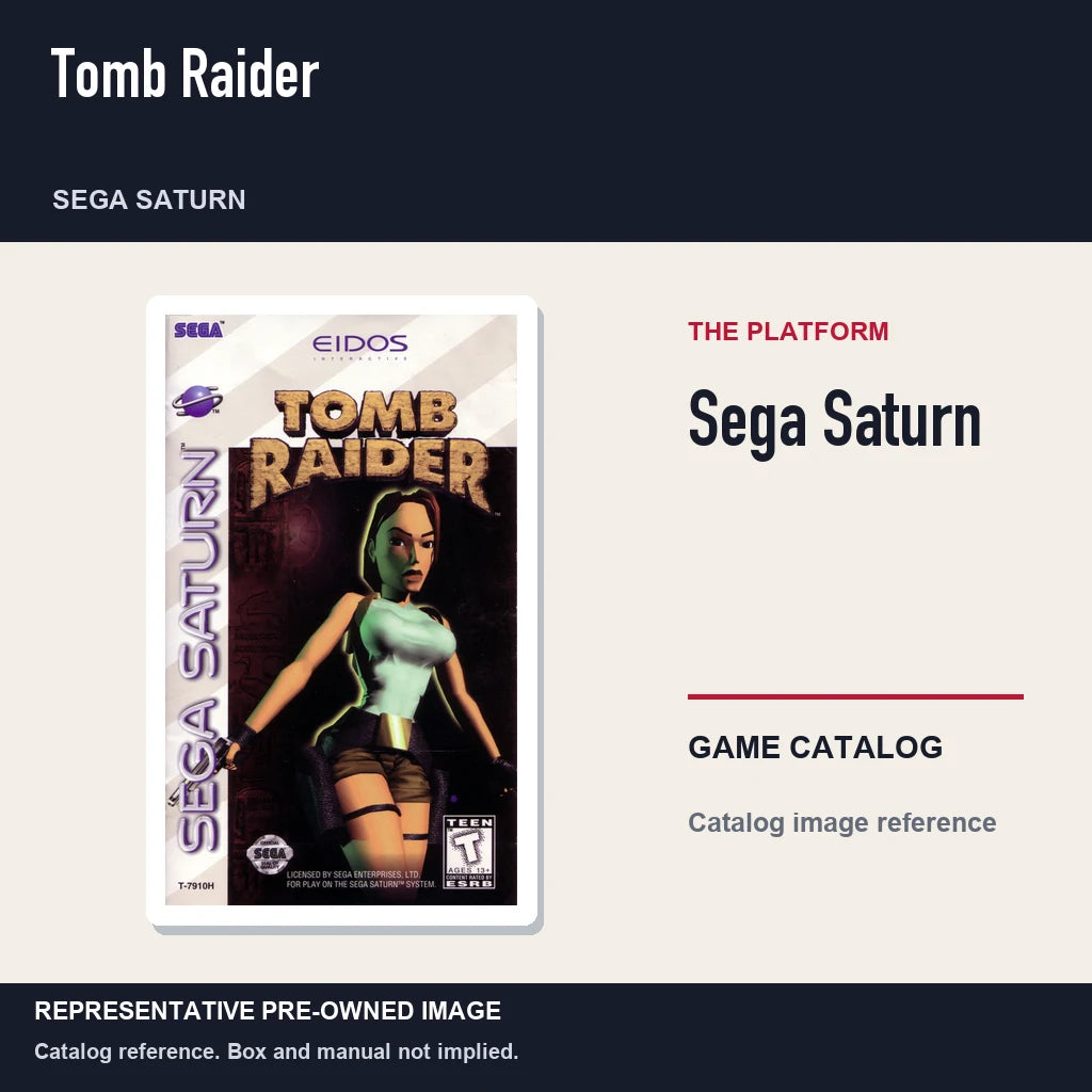 Representative pre-owned Tomb Raider (Sega Saturn), platform product layout.