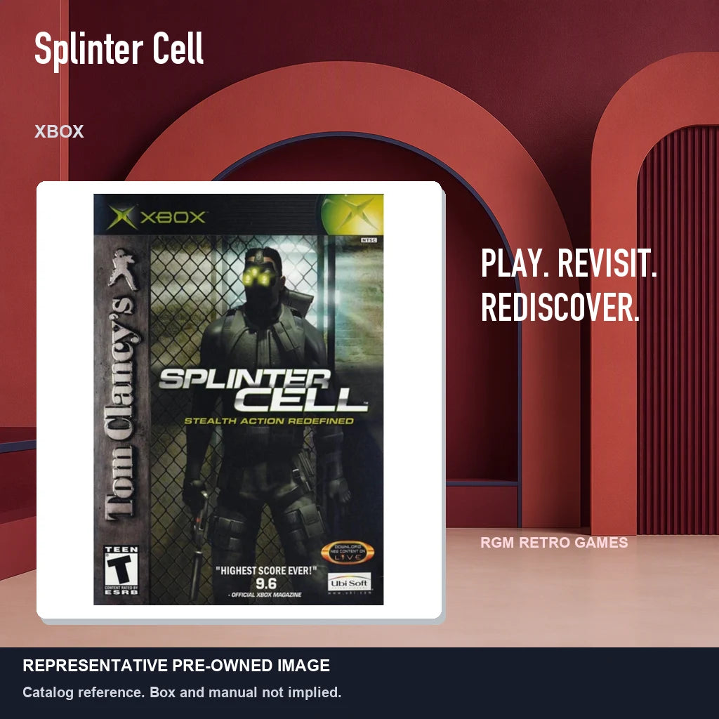 Representative pre-owned Splinter Cell (Xbox), red retro product layout.