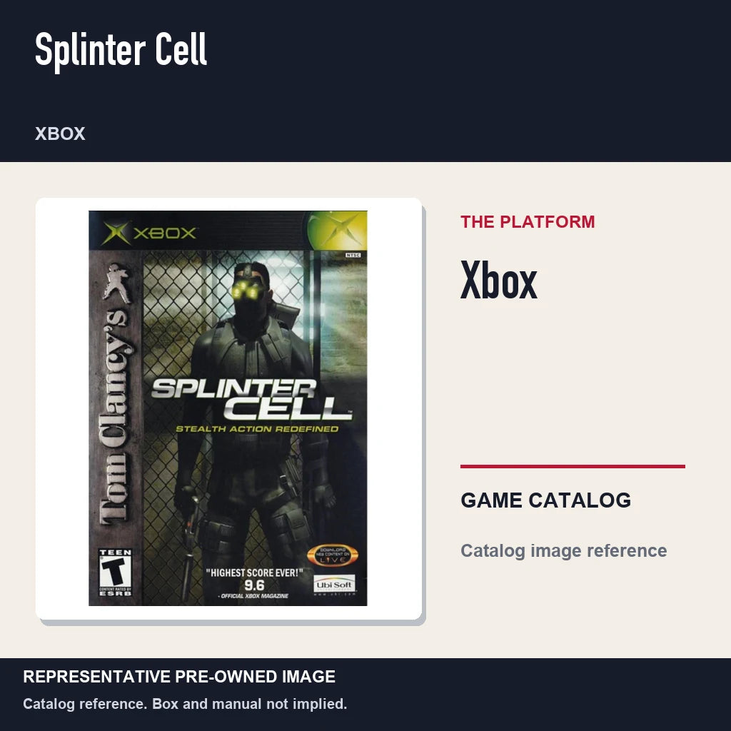 Representative pre-owned Splinter Cell (Xbox), platform product layout.