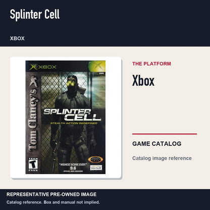Representative pre-owned Splinter Cell (Xbox), platform product layout.
