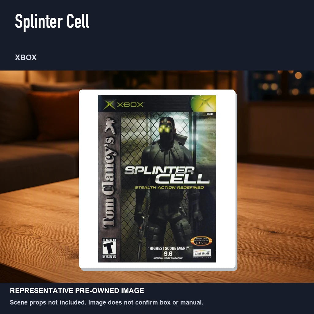 Representative pre-owned Splinter Cell (Xbox), product image in a styled room scene.
