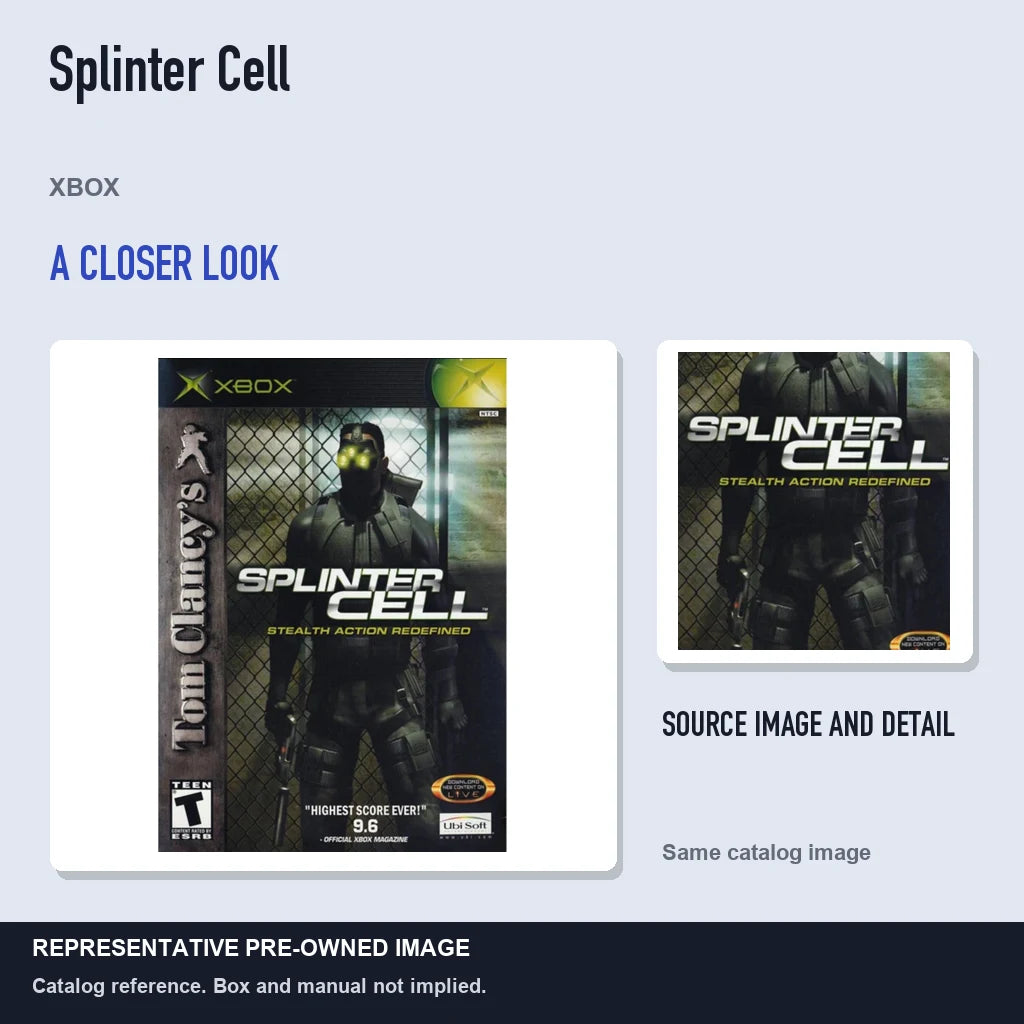 Representative pre-owned Splinter Cell (Xbox), full image with detail inset.