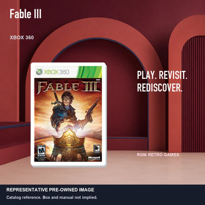 Representative pre-owned Fable III (Xbox 360), red retro product layout.