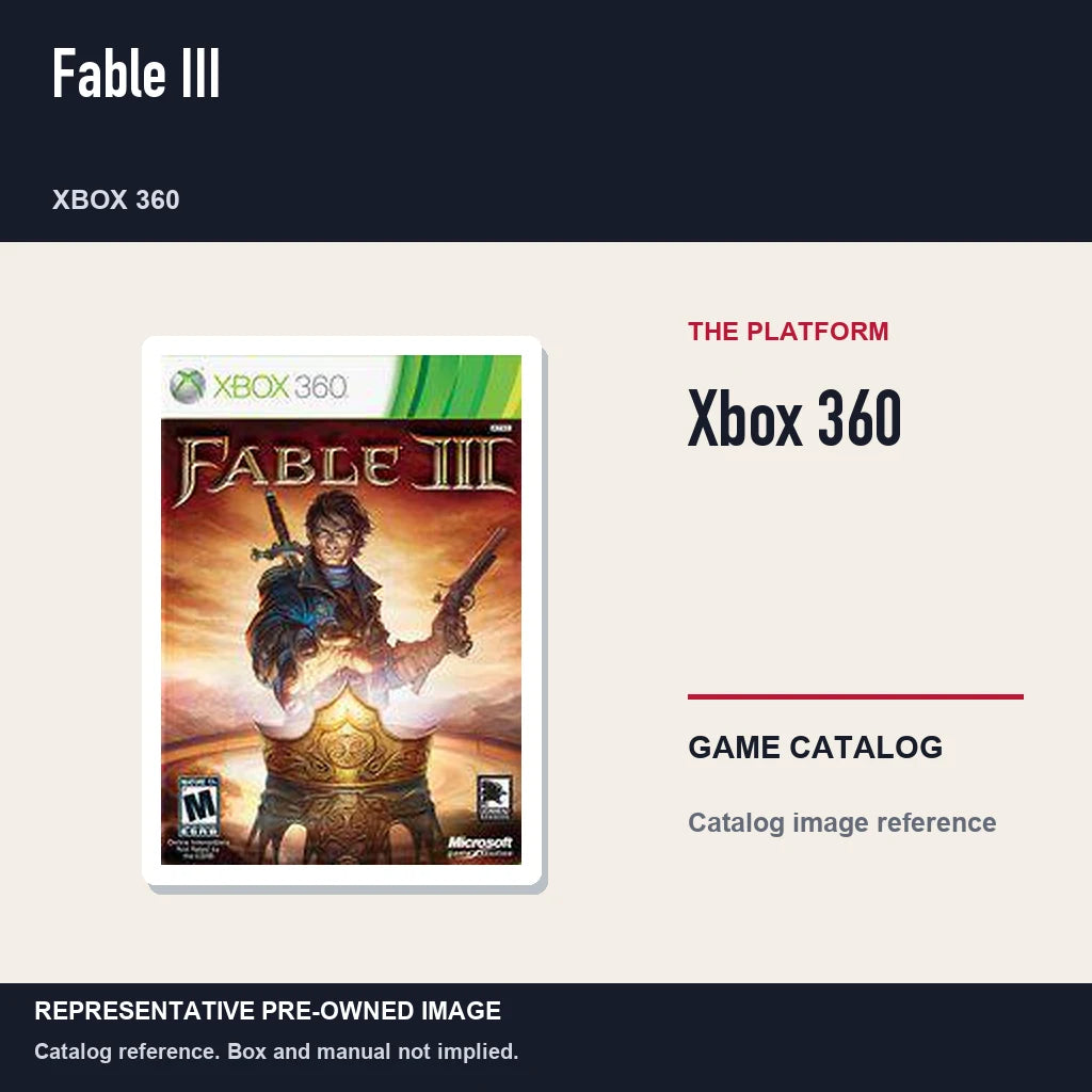 Representative pre-owned Fable III (Xbox 360), platform product layout.