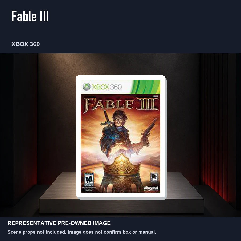 Representative pre-owned Fable III (Xbox 360), product image on a display panel.