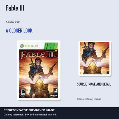 Representative pre-owned Fable III (Xbox 360), full image with detail inset.