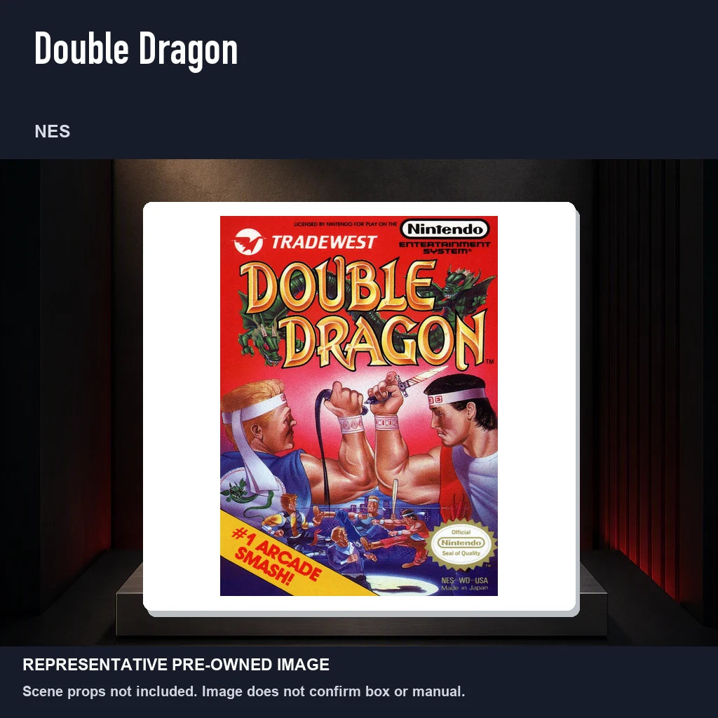 Representative pre-owned Double Dragon (NES), product image on a display panel.