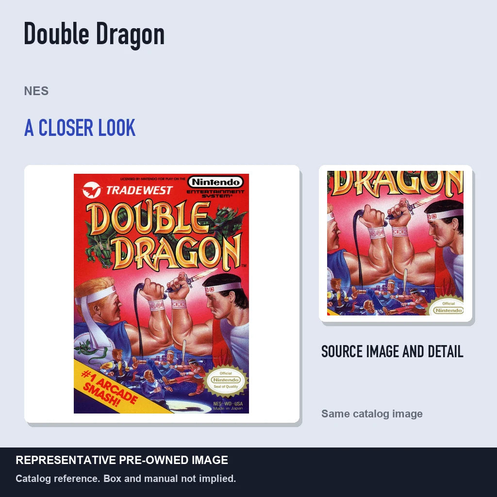 Representative pre-owned Double Dragon (NES), full image with detail inset.