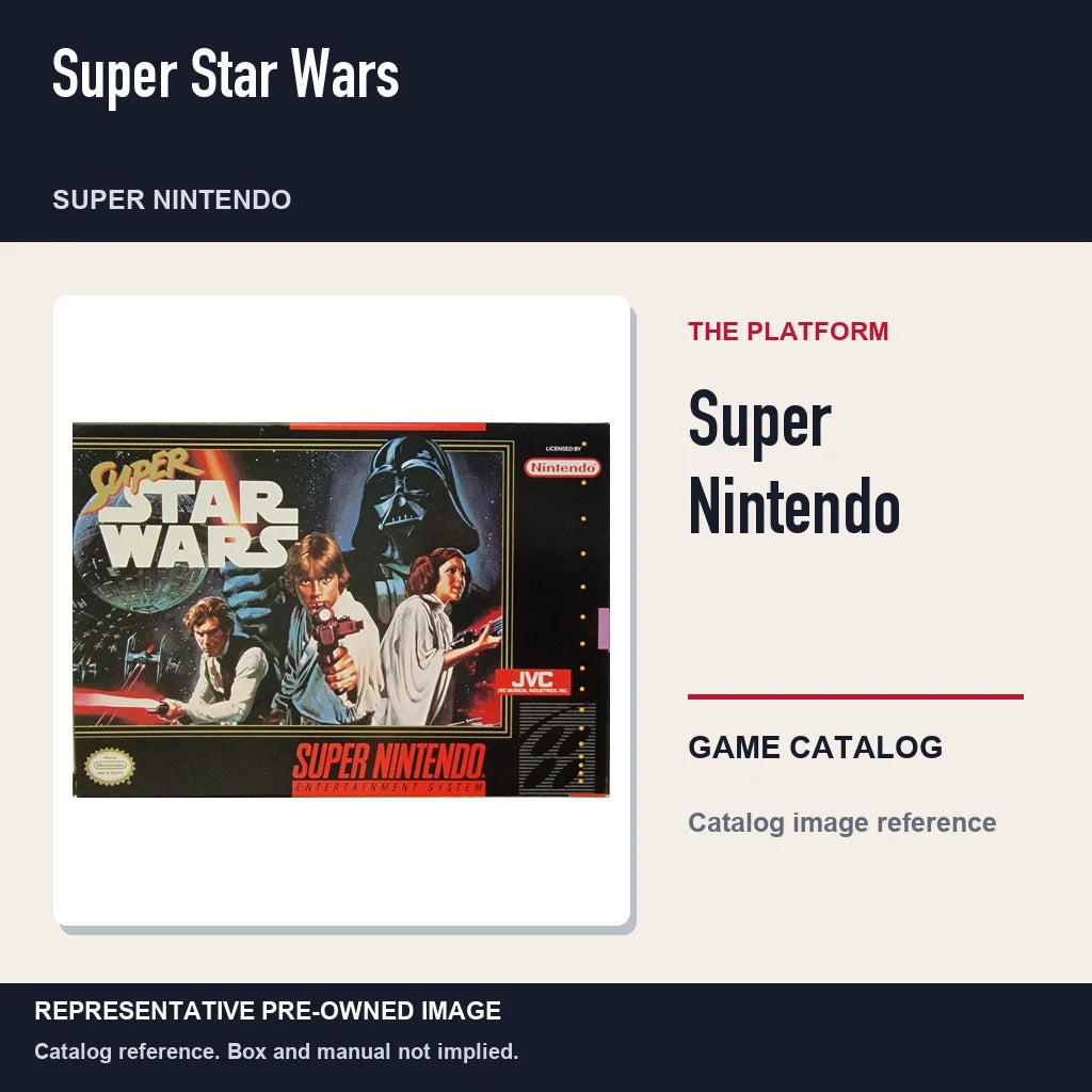 Representative pre-owned Super Star Wars (Super Nintendo), platform product layout.