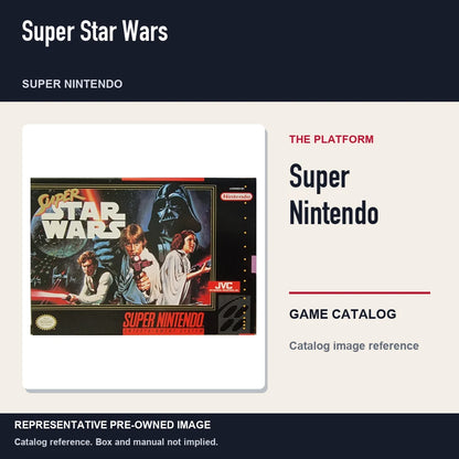 Representative pre-owned Super Star Wars (Super Nintendo), platform product layout.