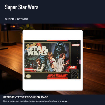 Representative pre-owned Super Star Wars (Super Nintendo), product image in a styled desk scene.