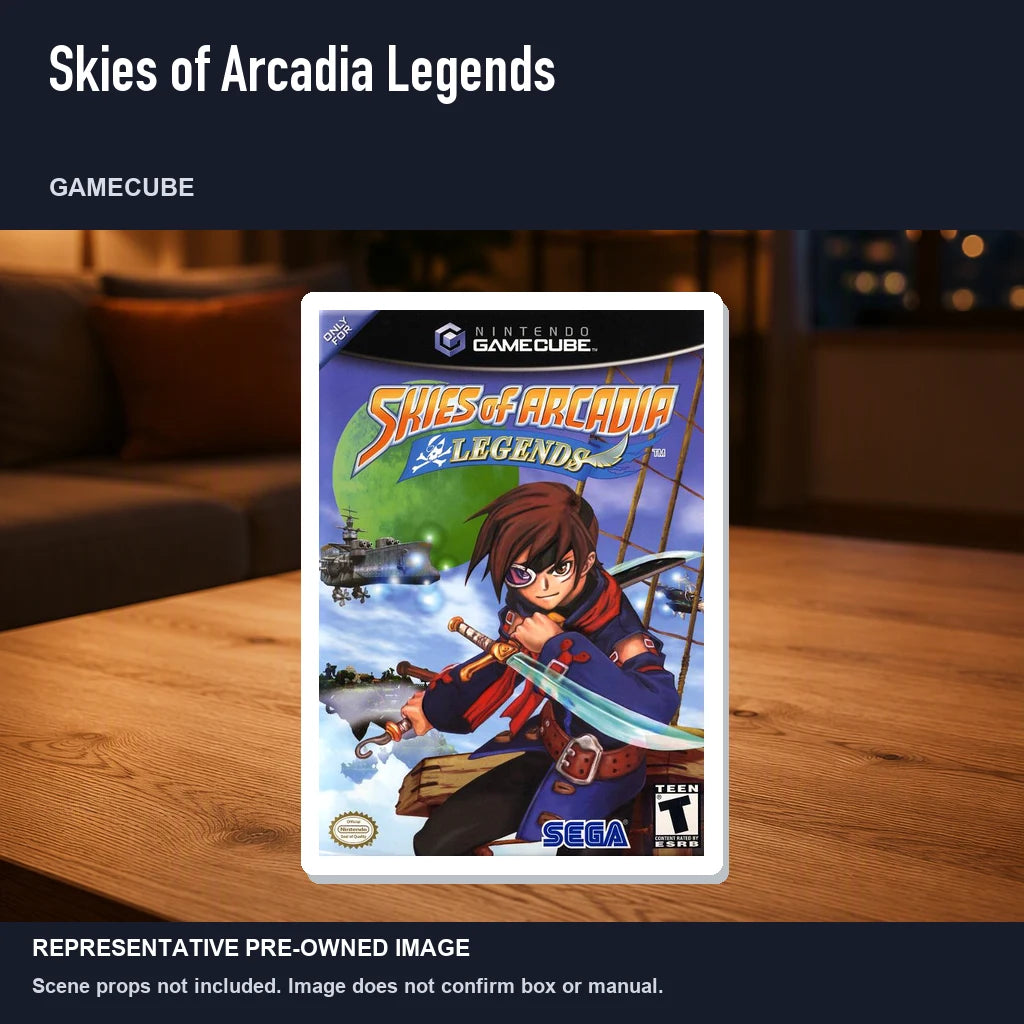 Representative pre-owned Skies of Arcadia Legends (GameCube), product image in a styled room scene.